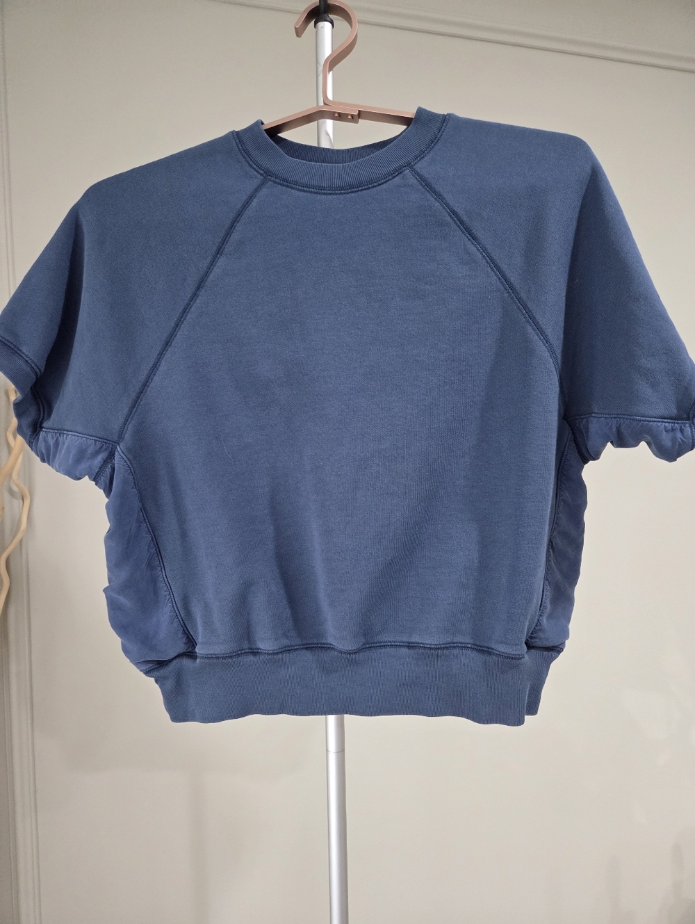 Relaxed Short-Sleeve Sweatshirt Top - Blue